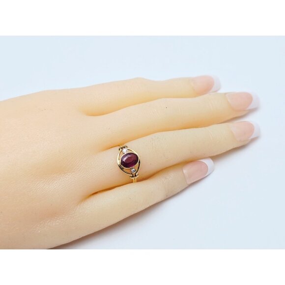 Beautiful 18K Solid Yellow Gold Designer Tourmaline & Diamond Ring - Size 5.75 - Picture 8 of 15